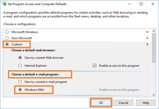 Choose a default e‑mail program