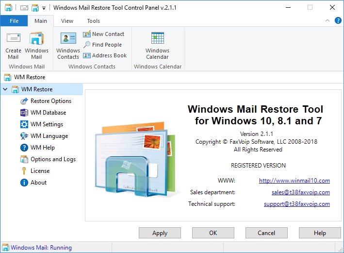 WM Restore Tool Control Panel