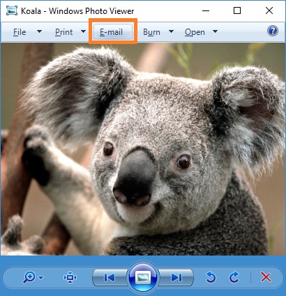 Email from Windows Photo Viewer